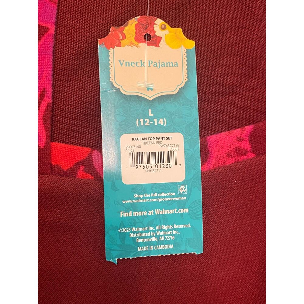 NWT Pioneer Woman Floral Pajama Set L 12-14 Wide Leg Soft Lounge Pockets Cozy - Picture 2 of 10